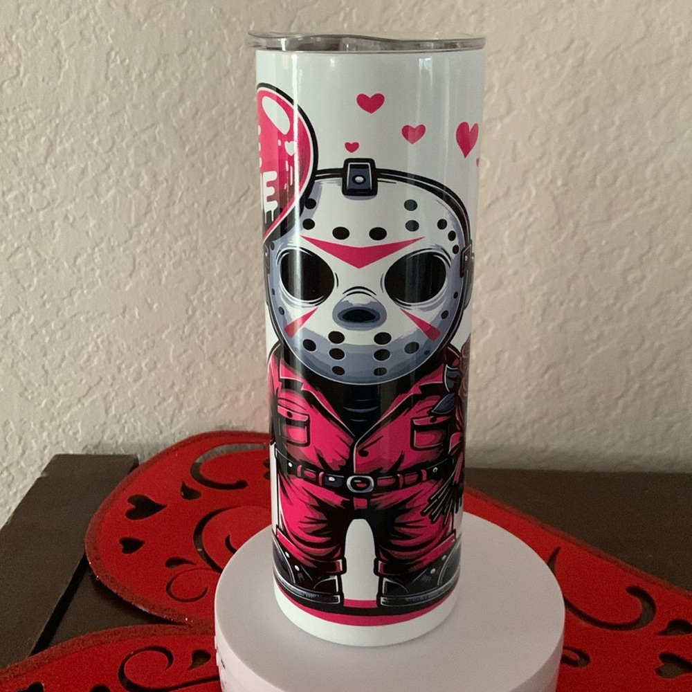 - “Be Mine” Jason 20 oz Straight Skinny
Tumbler with Plastic Lid and Str…